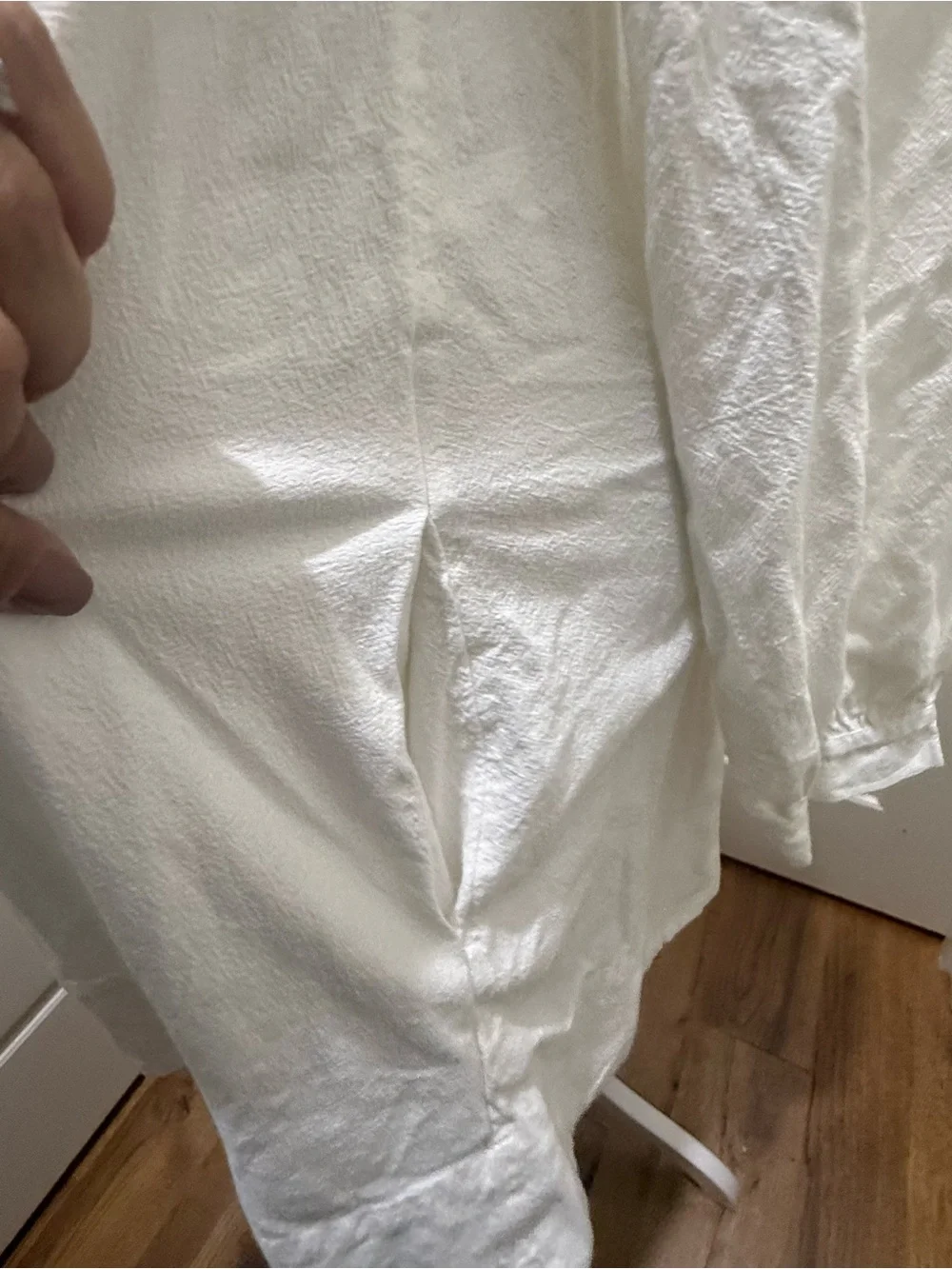 Free People. Cherry Long Sleeve Bib Mini Shirtdress. Optic White. Size Small.